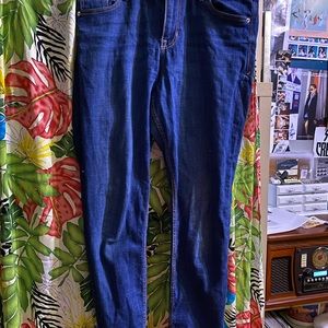 Navy Stretchy Skinny Jeans with Distressing